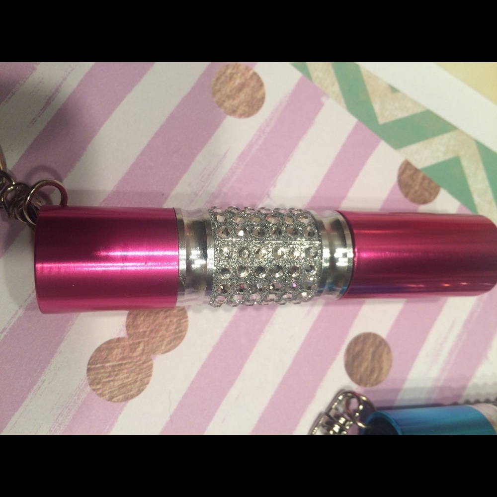 Hot pink bling keychain flashlight
